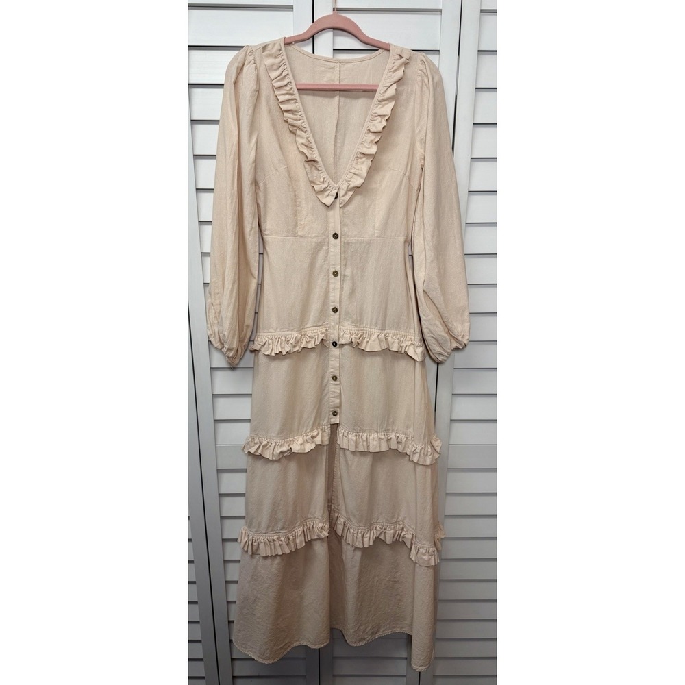 Commense Ivory Ruffle Tiered Long Sleeve Maxi Dress - Picture 5 of 13